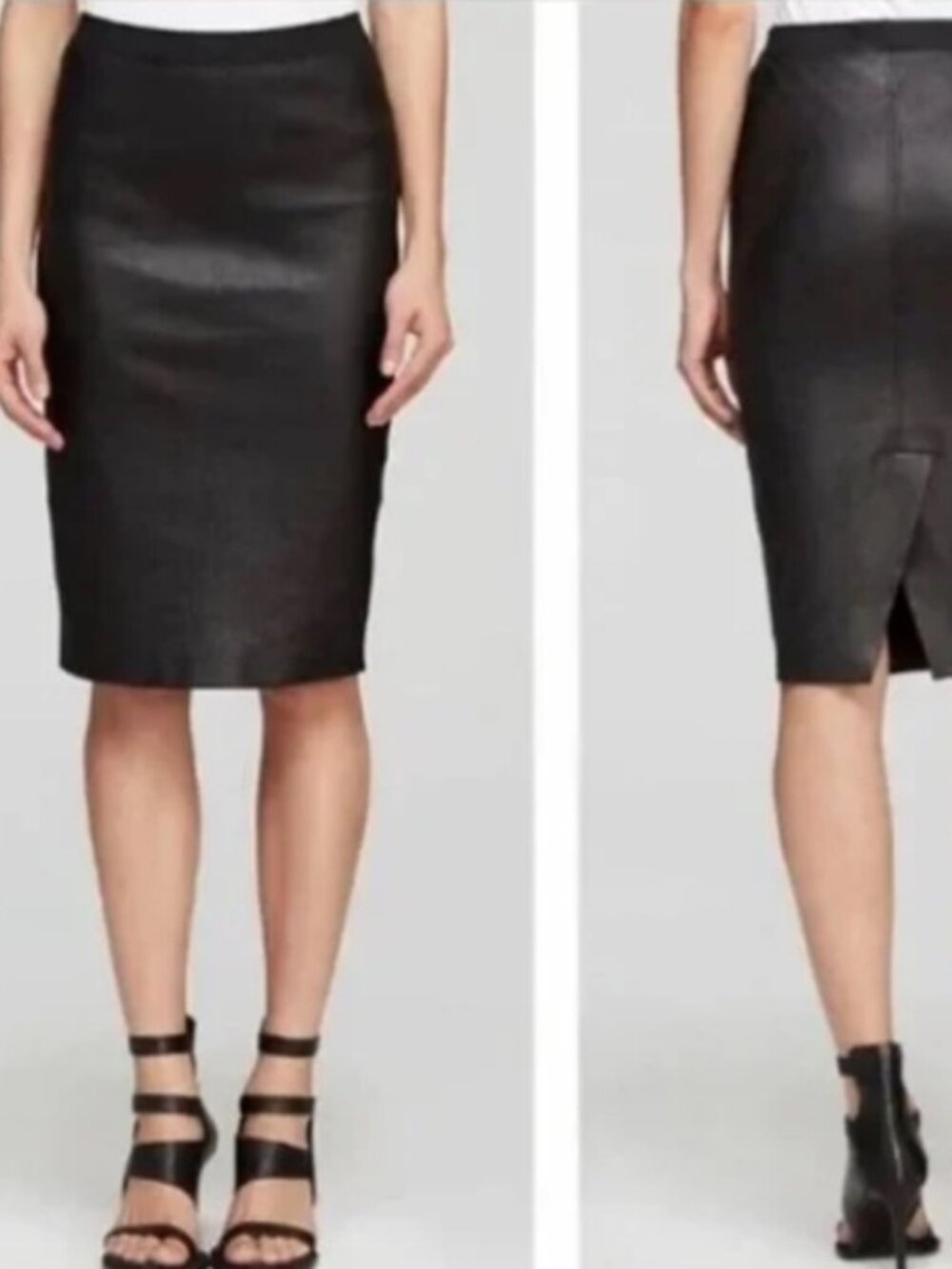 Vince Black Buttery Stretch Leather Pencil Skirt with Sleek Waistband